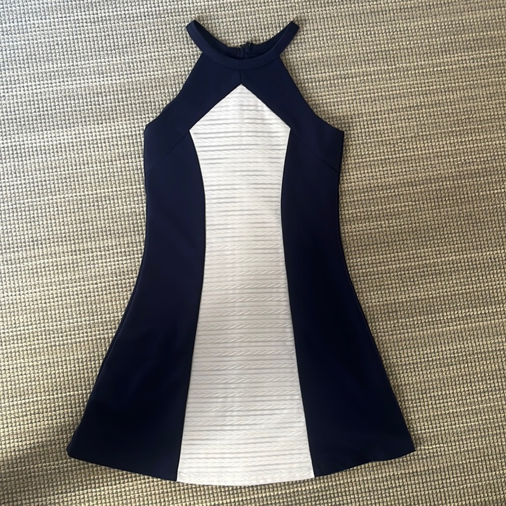 Sally Miller Couture Tween Halter Blue and White Dress
